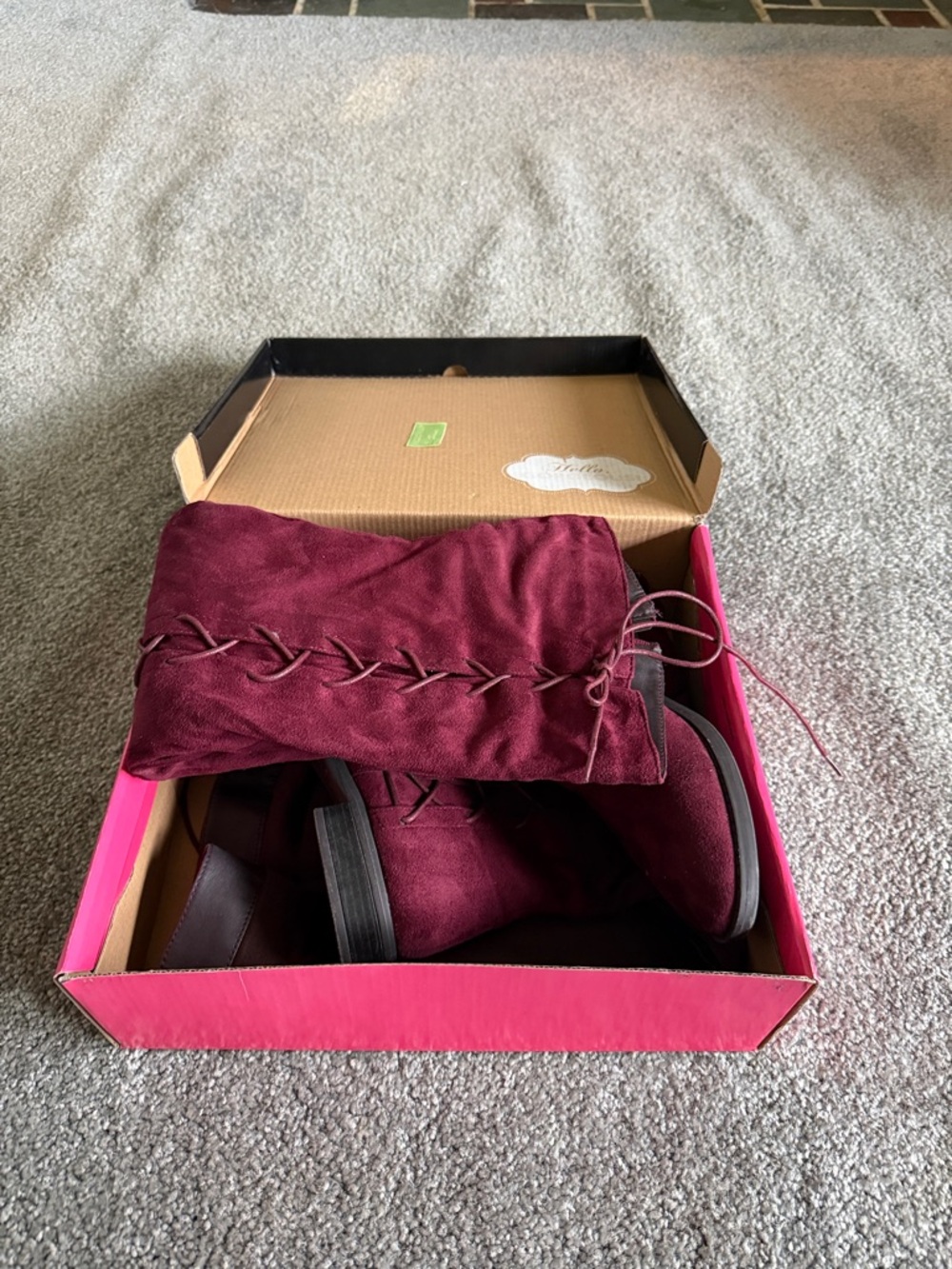 Charlotte Russe Burgundy Over-the-Knee Lace-Up Suede Boots